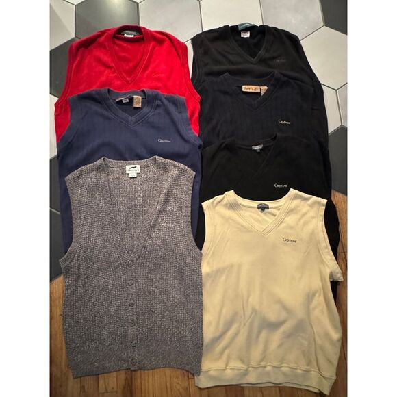 Lot of 7 VTG men's golf pullover Greystone knit sweater vests michael Thomas +